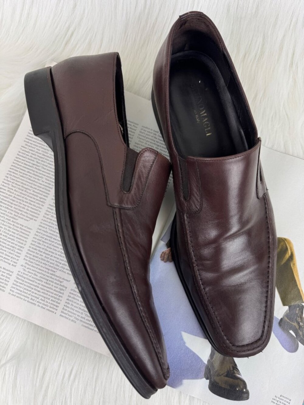 Men's Bruno Magli Raging Leather Slip On Loafers Shoes Size 11.5M M02049 Italy